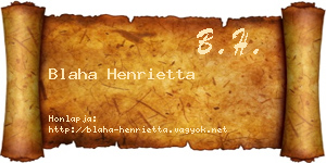 Blaha Henrietta névjegykártya